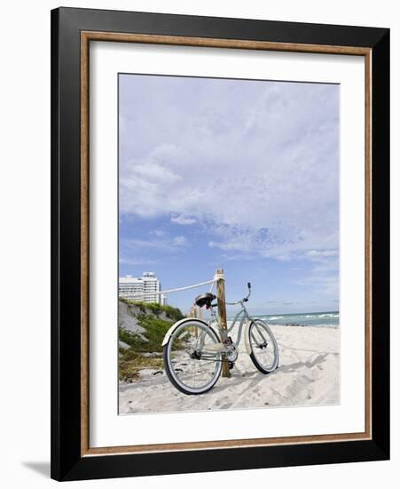 Cruiser Bicycle on the Beach, Miami South Beach, Art Deco District, Florida, Usa-Axel Schmies-Framed Photographic Print