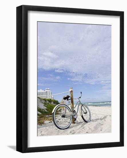 Cruiser Bicycle on the Beach, Miami South Beach, Art Deco District, Florida, Usa-Axel Schmies-Framed Photographic Print