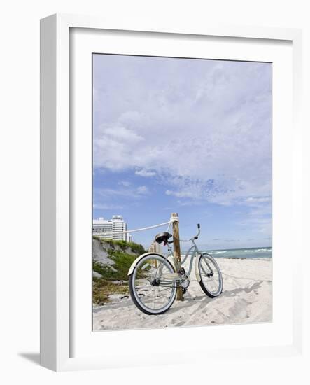 Cruiser Bicycle on the Beach, Miami South Beach, Art Deco District, Florida, Usa-Axel Schmies-Framed Photographic Print