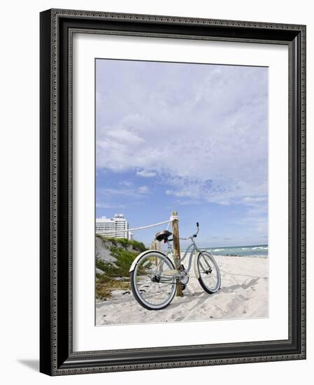 Cruiser Bicycle on the Beach, Miami South Beach, Art Deco District, Florida, Usa-Axel Schmies-Framed Photographic Print