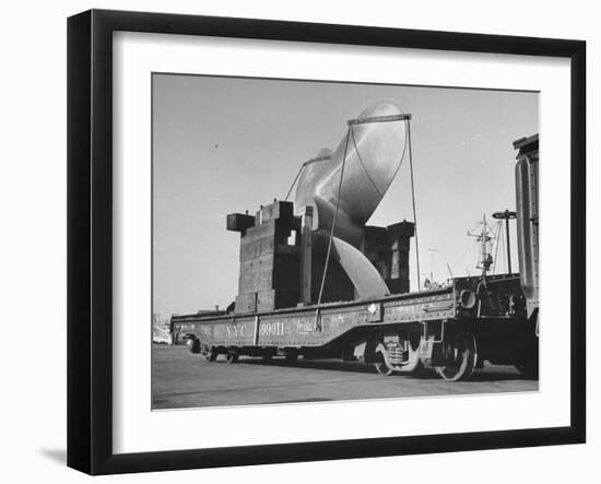 Cruiser's Propeller Arriving on Flat Car at Brooklyn Navy Yard-null-Framed Photographic Print
