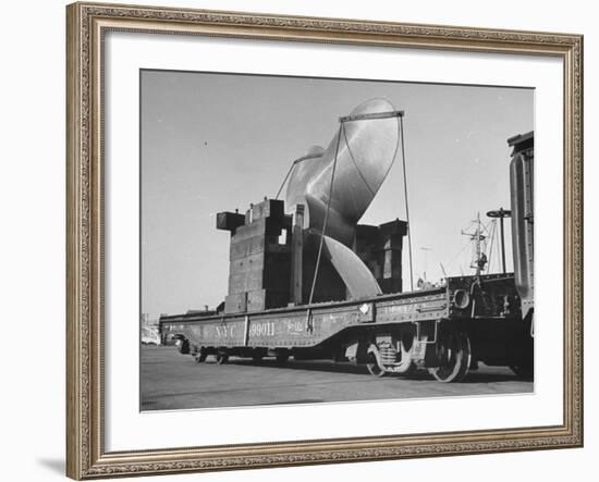 Cruiser's Propeller Arriving on Flat Car at Brooklyn Navy Yard-null-Framed Photographic Print