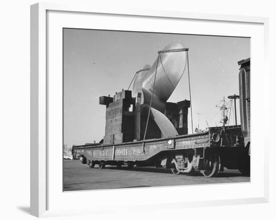 Cruiser's Propeller Arriving on Flat Car at Brooklyn Navy Yard-null-Framed Photographic Print