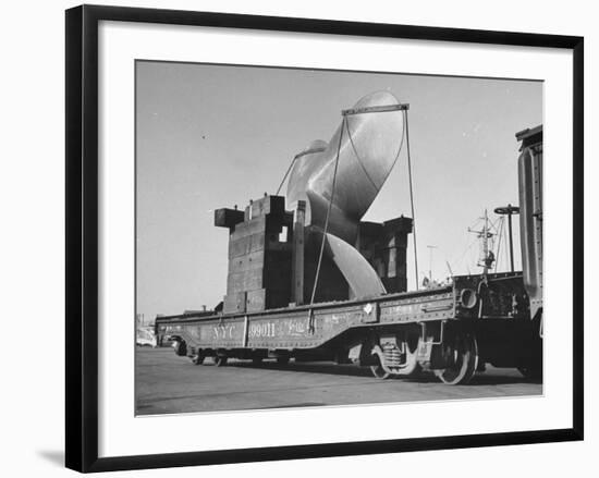 Cruiser's Propeller Arriving on Flat Car at Brooklyn Navy Yard-null-Framed Photographic Print