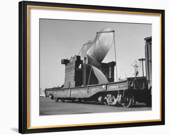 Cruiser's Propeller Arriving on Flat Car at Brooklyn Navy Yard-null-Framed Photographic Print