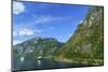 Cruiseships Moored at the Head of Geirangerfjord by the Village of Geiranger, Norway, Scandinavia-Amanda Hall-Mounted Photographic Print