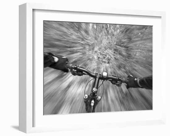 Cruising down a buff section of singletrack trail, West Glacier, Montana, USA-Chuck Haney-Framed Photographic Print