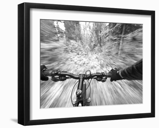 Cruising down a buff section of singletrack trail, West Glacier, Montana, USA-Chuck Haney-Framed Photographic Print