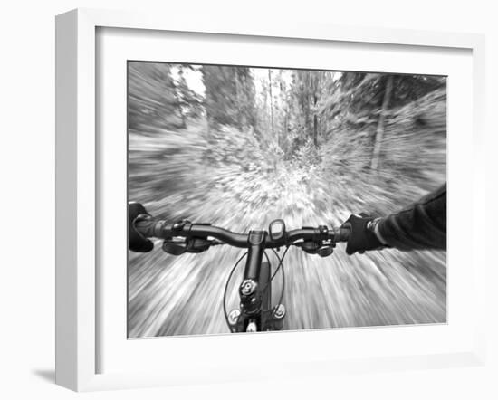 Cruising down a buff section of singletrack trail, West Glacier, Montana, USA-Chuck Haney-Framed Photographic Print