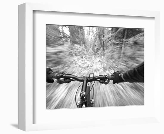 Cruising down a buff section of singletrack trail, West Glacier, Montana, USA-Chuck Haney-Framed Photographic Print