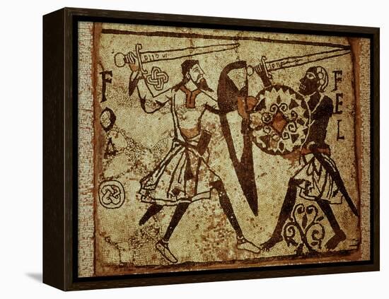 Crusader and Moor in Combat, Mosaic, 12th century Romanesque-null-Framed Premier Image Canvas