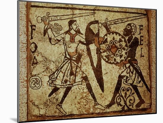 Crusader and Moor in Combat, Mosaic, 12th century Romanesque-null-Mounted Photographic Print