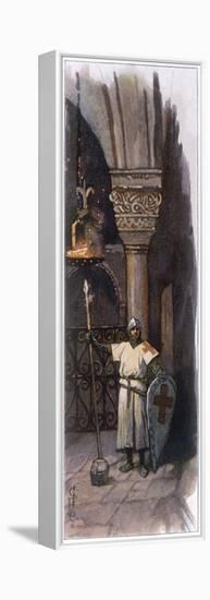 Crusader Keeps Vigil at the Holy Sepulchre Jerusalem During the Night Before He is Made a Knight-Adolf Closs-Framed Stretched Canvas