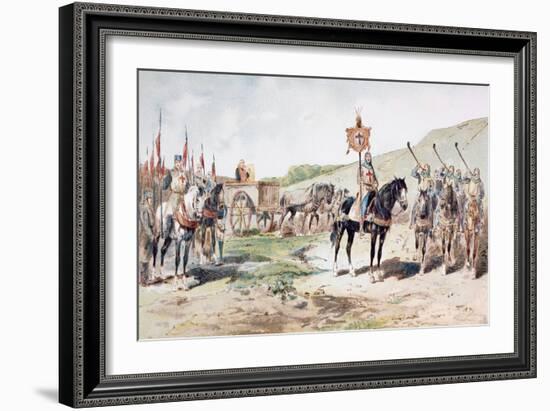 Crusaders on the March in the 11th Century with a Horse-Drawn Supply Wagon, 1886-Armand Jean Heins-Framed Giclee Print