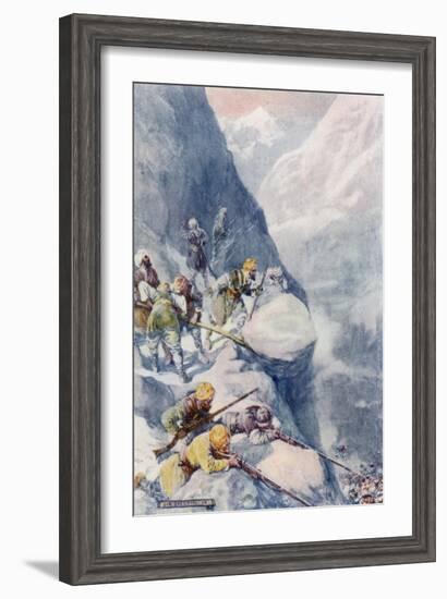 Crushed by Rolling Stones, Mown Down by Volleys of Musket-Shot, the Men Fell in Hundreds-Joseph Ratcliffe Skelton-Framed Giclee Print