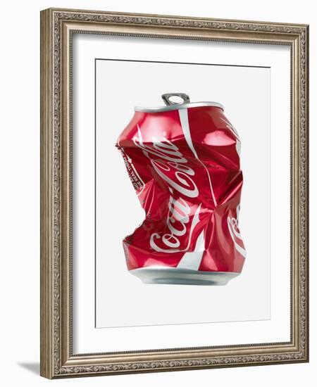 Crushed Coca Cola Can Cut-out-Mark Sykes-Framed Photographic Print