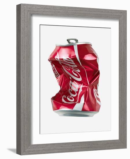 Crushed Coca Cola Can Cut-out-Mark Sykes-Framed Photographic Print