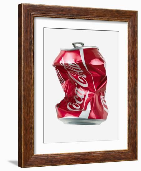 Crushed Coca Cola Can Cut-out-Mark Sykes-Framed Photographic Print