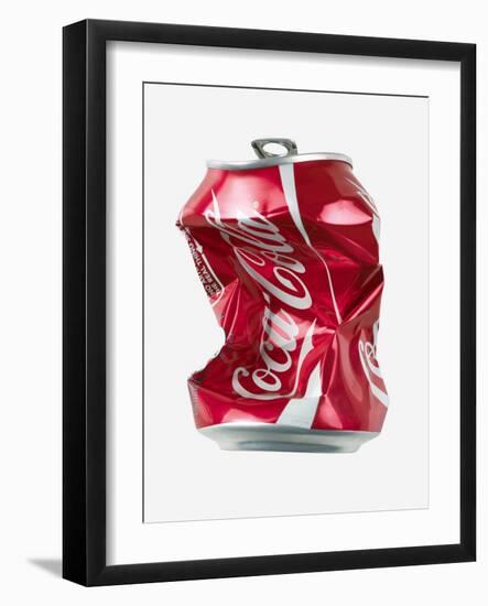 Crushed Coca Cola Can Cut-out-Mark Sykes-Framed Photographic Print