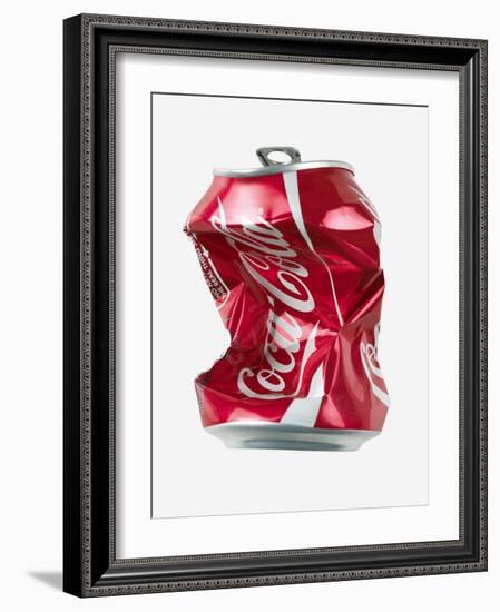 Crushed Coca Cola Can Cut-out-Mark Sykes-Framed Photographic Print