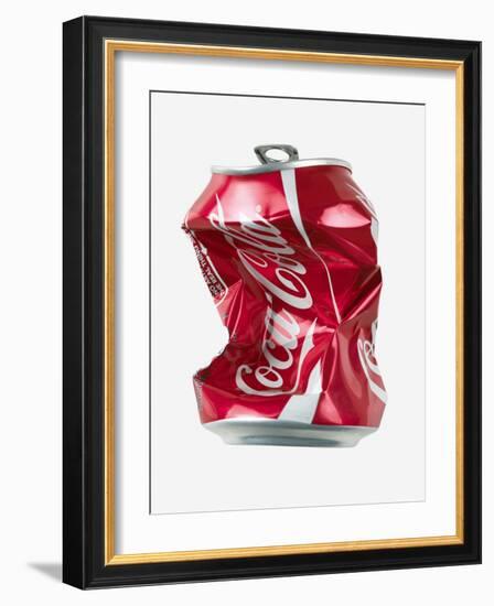 Crushed Coca Cola Can Cut-out-Mark Sykes-Framed Photographic Print