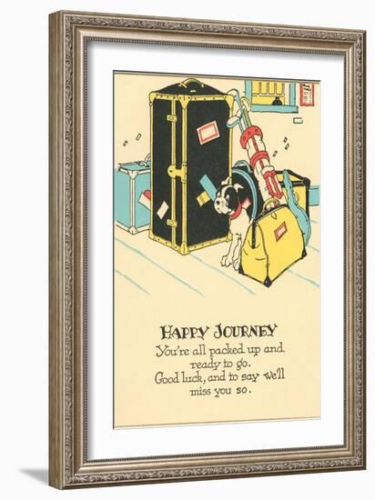 Crying Dog Amid Luggage, Happy Journey-null-Framed Art Print