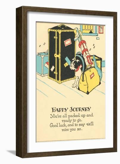 Crying Dog Amid Luggage, Happy Journey-null-Framed Art Print