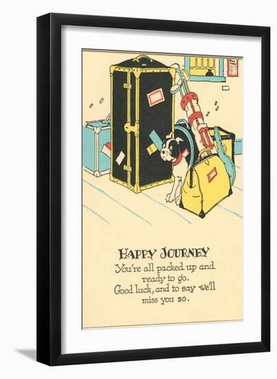 Crying Dog Amid Luggage, Happy Journey-null-Framed Art Print