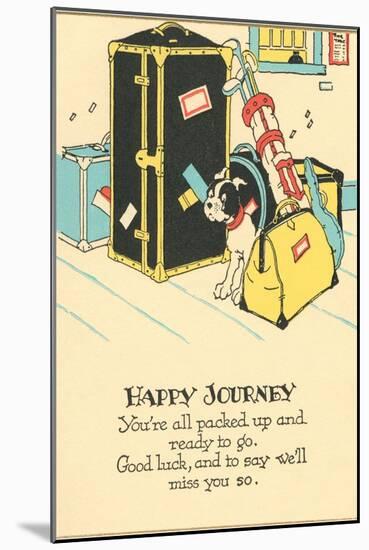 Crying Dog Amid Luggage, Happy Journey-null-Mounted Art Print