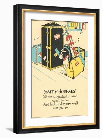 Crying Dog Amid Luggage, Happy Journey-null-Framed Art Print