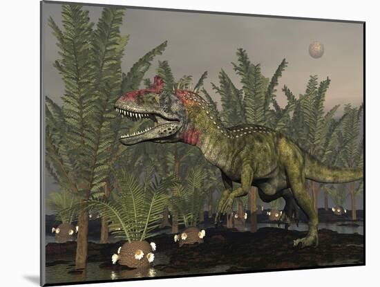 Cryolophosaurus Dinosaur in Prehistoric Wetlands-Stocktrek Images-Mounted Art Print