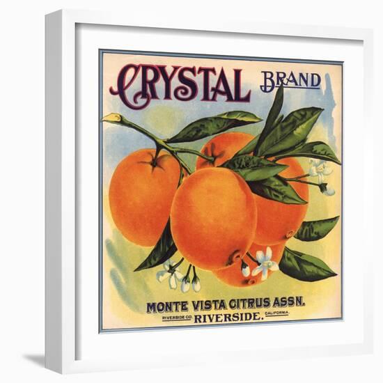 Crystal Brand - Riverside, California - Citrus Crate Label-Lantern Press-Framed Art Print