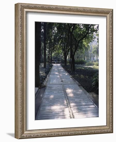 Crystal Glass Walkway Marking Spot of Indira Gandhi's Assassination, Akbar Road, India-John Henry Claude Wilson-Framed Photographic Print