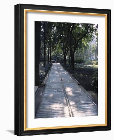 Crystal Glass Walkway Marking Spot of Indira Gandhi's Assassination, Akbar Road, India-John Henry Claude Wilson-Framed Photographic Print