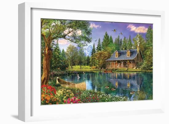 Crystal Lake Cabin-Dominic Davison-Framed Art Print