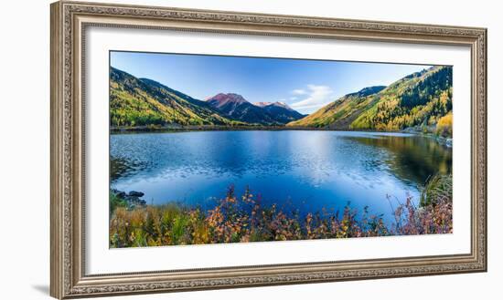 Crystal Lake Surrounded by Mountains, Ironton Park, Million Dollar Highway, Red Mountain-null-Framed Photographic Print