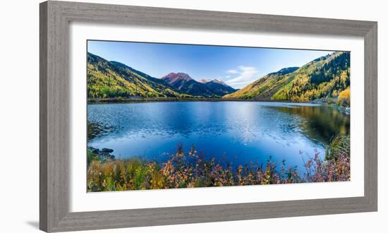 Crystal Lake Surrounded by Mountains, Ironton Park, Million Dollar Highway, Red Mountain-null-Framed Photographic Print