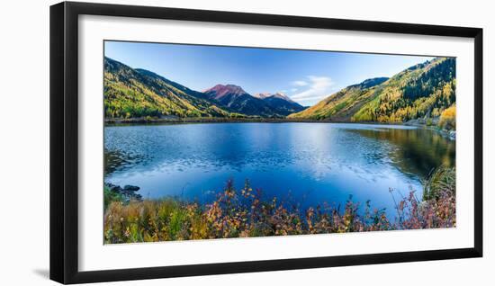 Crystal Lake Surrounded by Mountains, Ironton Park, Million Dollar Highway, Red Mountain-null-Framed Photographic Print