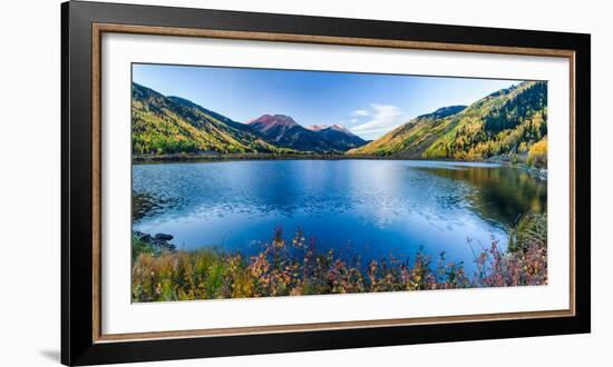 Crystal Lake Surrounded by Mountains, Ironton Park, Million Dollar Highway, Red Mountain-null-Framed Photographic Print