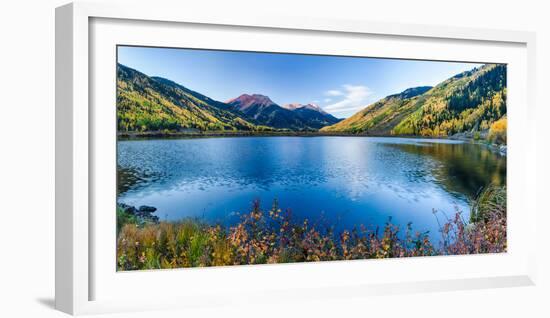 Crystal Lake Surrounded by Mountains, Ironton Park, Million Dollar Highway, Red Mountain-null-Framed Photographic Print