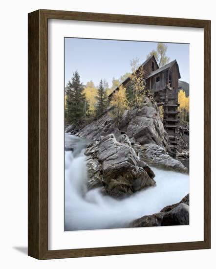 Crystal Mill with Aspens in Fall Colors, Crystal, Colorado, United States of America, North America-James Hager-Framed Photographic Print