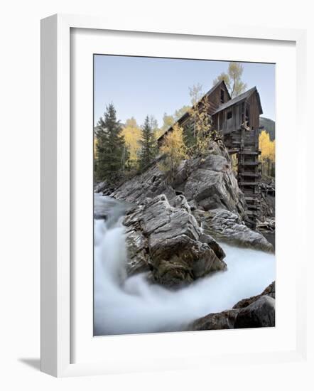 Crystal Mill with Aspens in Fall Colors, Crystal, Colorado, United States of America, North America-James Hager-Framed Photographic Print