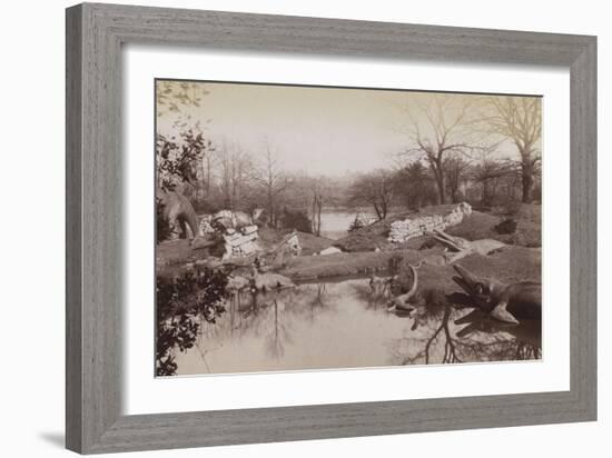 Crystal Palace : animaux préhistoriques près du lac-Joseph Warren Zambra-Framed Giclee Print