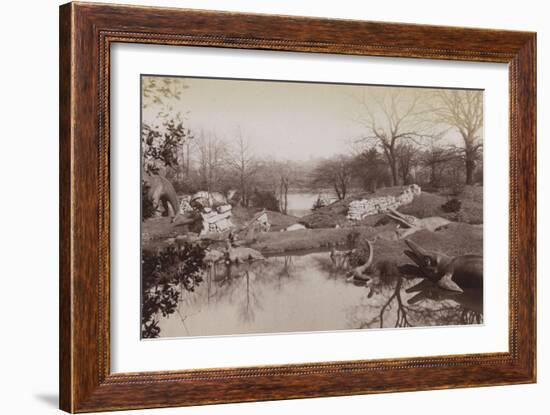 Crystal Palace : animaux préhistoriques près du lac-Joseph Warren Zambra-Framed Giclee Print