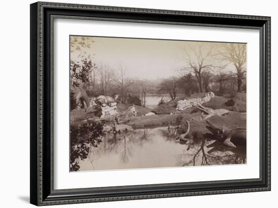 Crystal Palace : animaux préhistoriques près du lac-Joseph Warren Zambra-Framed Giclee Print