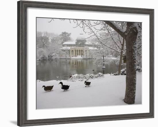 Crystal Palace in the Snow, Retiro Park, Madrid, Spain, Europe-Marco Cristofori-Framed Photographic Print