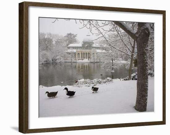 Crystal Palace in the Snow, Retiro Park, Madrid, Spain, Europe-Marco Cristofori-Framed Photographic Print