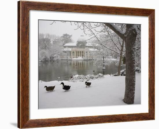 Crystal Palace in the Snow, Retiro Park, Madrid, Spain, Europe-Marco Cristofori-Framed Photographic Print