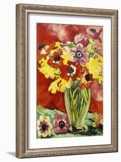 Crystal Vase with Anemones and Daffodils; Vase Cristal, Anemones Et Jonquilles, 1929 (Oil on Canvas-Louis Valtat-Framed Giclee Print