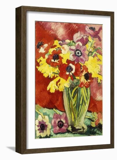 Crystal Vase with Anemones and Daffodils; Vase Cristal, Anemones Et Jonquilles, 1929 (Oil on Canvas-Louis Valtat-Framed Giclee Print